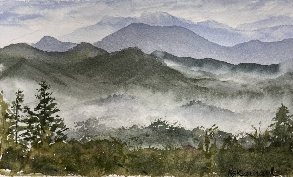 watercolor Foothills Parkway Great Smoky Mountains 