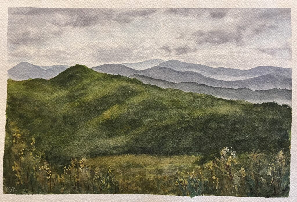 watercolor painting Foothills Parkway Great Smoky Mountains
