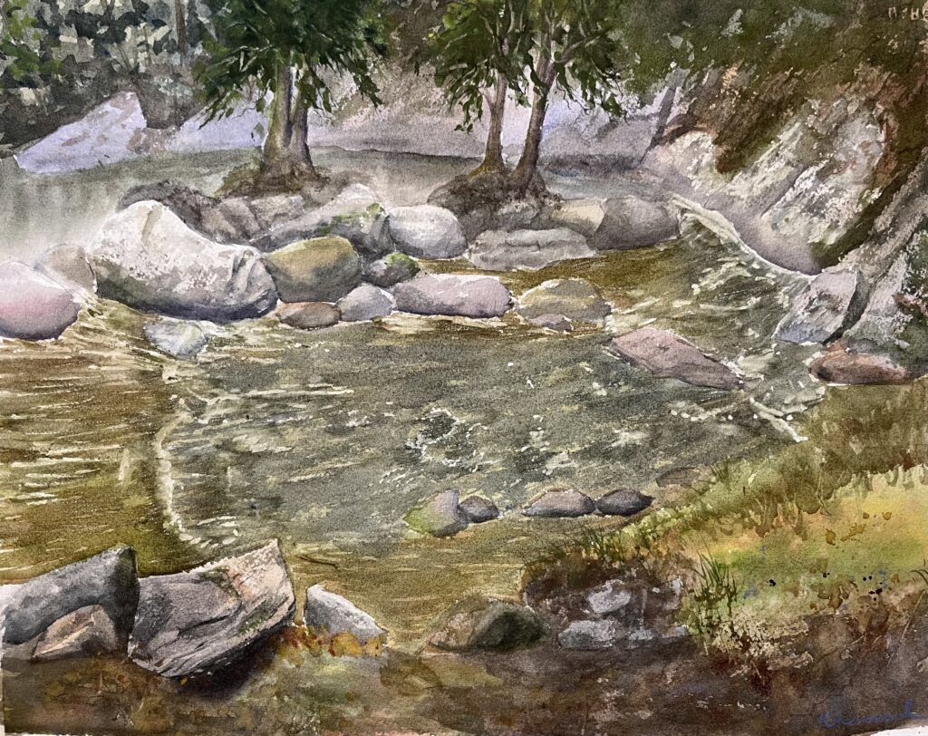 watercolor painting of Middle Prong River Great Smoky Mountains by Tremont Institute